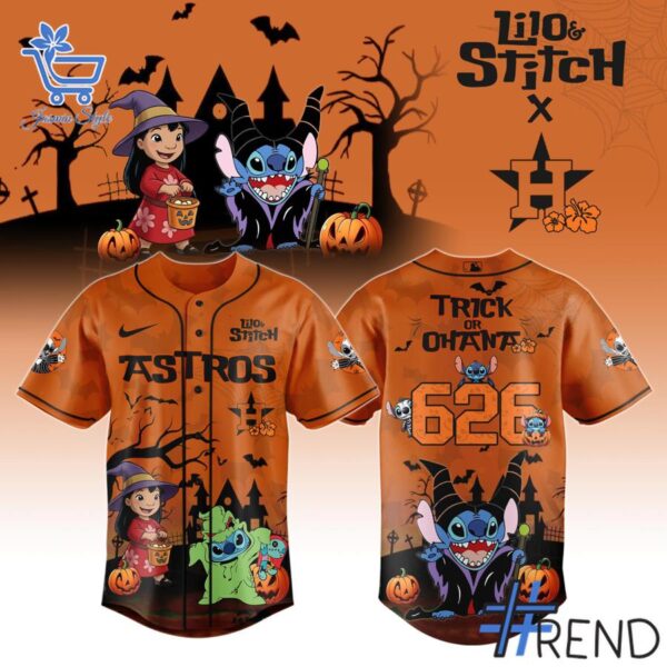 Fresh seasonal style featuring Houston Astros Trick or Treat Baseball Jersey.