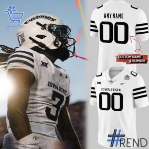 Fresh seasonal style featuring Iowa State Cyclones Football White Out Custom Jersey.