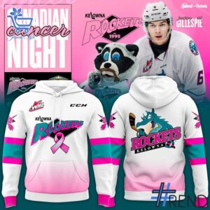 Eye-catching 1 Kelowna Rockets Paint The Rink Pink 2025 2026 Hoodie designed to upgrade your everyday outfit.