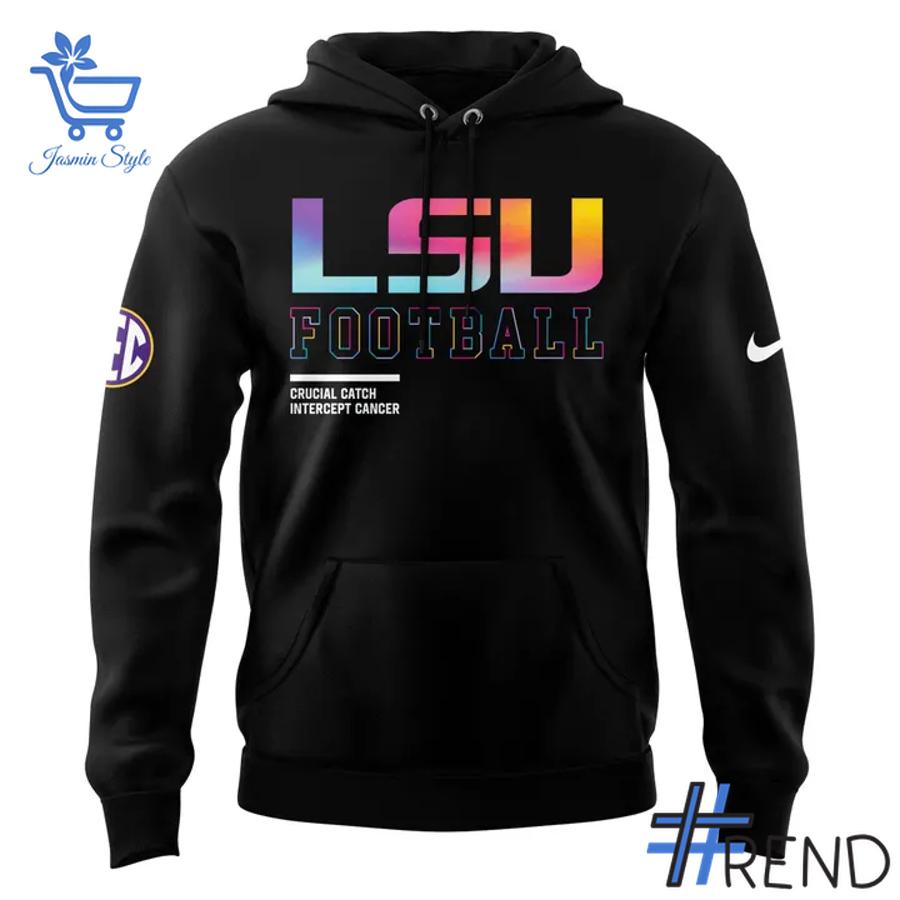 Sleek 2 LSU Tigers football 2025 Crucial Catch Hoodie that complements both casual and streetwear styles.