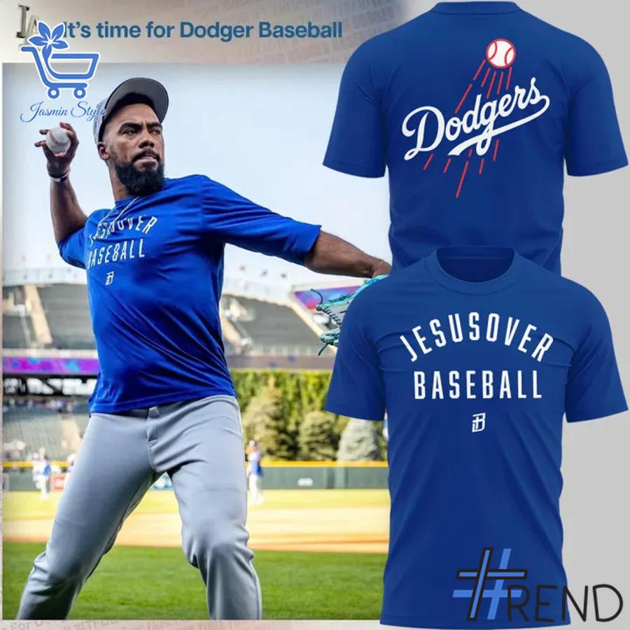 A timeless essential that elevates every outfit: 1 Los Angeles Dodgers 2025 JESUSOVER BASEBALL Shirt.