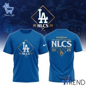 Los Angeles Dodgers NLCS Postseason Blue T Shirt brings a fresh edge to your everyday outfit.