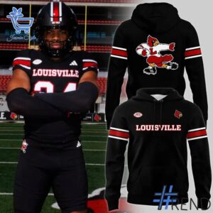 Eye-catching 1 Louisville Cardinals Football Blackout Uniform Hoodie designed to upgrade your everyday outfit.