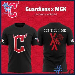 Express your true style with Machine Gun Kelly x Cleveland Guardians T shirt.