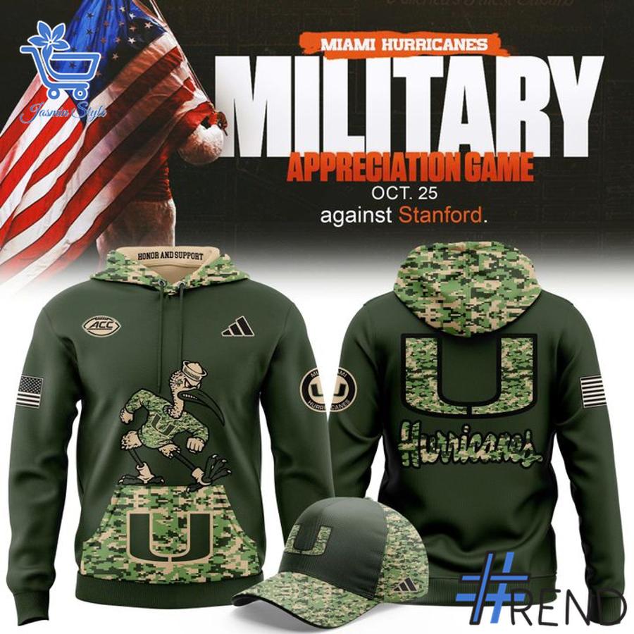 High-quality 1 Miami Hurricanes 2025 Military Appreciation Hoodie that brings your outfit to life.