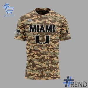 Eye-catching 2 Miami Hurricanes Football Camo 2025 T Shirt designed to upgrade your everyday outfit.