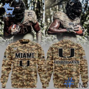 Eye-catching 4 Miami Hurricanes Football Camo 2025 T Shirt designed to upgrade your everyday outfit.
