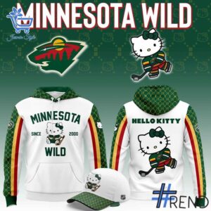 Sleek 1 Minnesota Wild 2025 Hello Kitty Night Hoodie that complements both casual and streetwear styles.