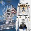 Sleek 1 Navy Football Navy 250th Birthday Celebration Night 2025 Hoodie that complements both casual and streetwear styles.
