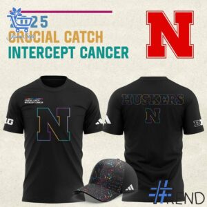 Sleek 1 Nebraska Cornhuskers football 2025 Crucial Catch Shirt that complements both casual and streetwear styles.