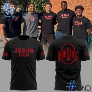 A timeless essential that elevates every outfit: 1 Ohio State Buckeyes Jesus Won Shirt.