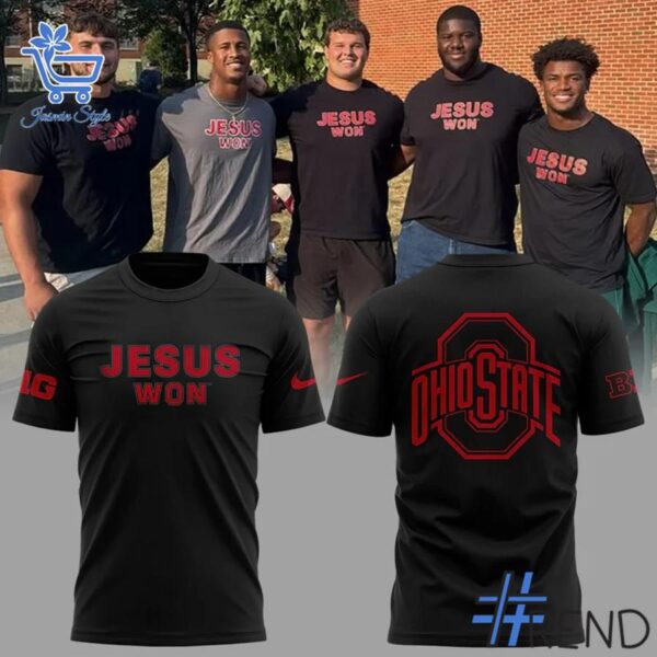 A timeless essential that elevates every outfit: 1 Ohio State Buckeyes Jesus Won Shirt.