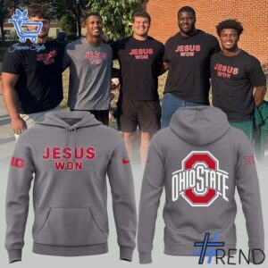 A timeless essential that elevates every outfit: 3 Ohio State Buckeyes Jesus Won Shirt.