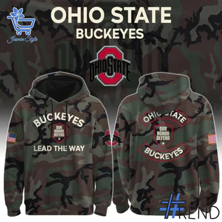 A timeless essential that elevates every outfit: 1 Ohio State Buckeyes Lead The Way camo Hoodie.