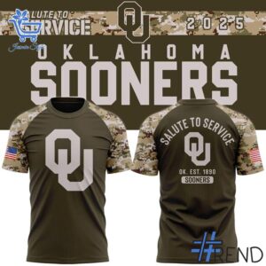 Sleek 1 Oklahoma Football 2025 Salute To Service Shirt that complements both casual and streetwear styles.
