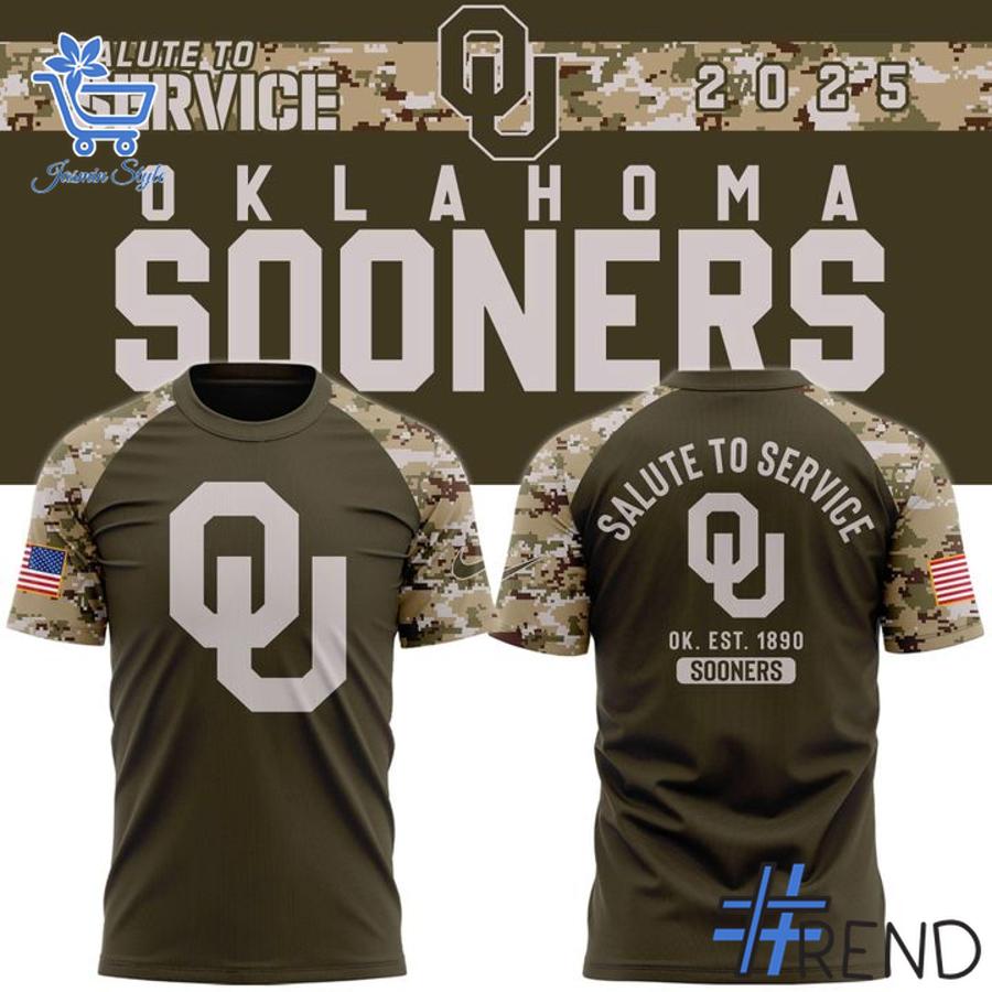 Sleek 1 Oklahoma Football 2025 Salute To Service Shirt that complements both casual and streetwear styles.