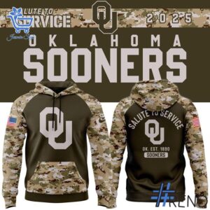 Sleek 2 Oklahoma Football 2025 Salute To Service Shirt that complements both casual and streetwear styles.