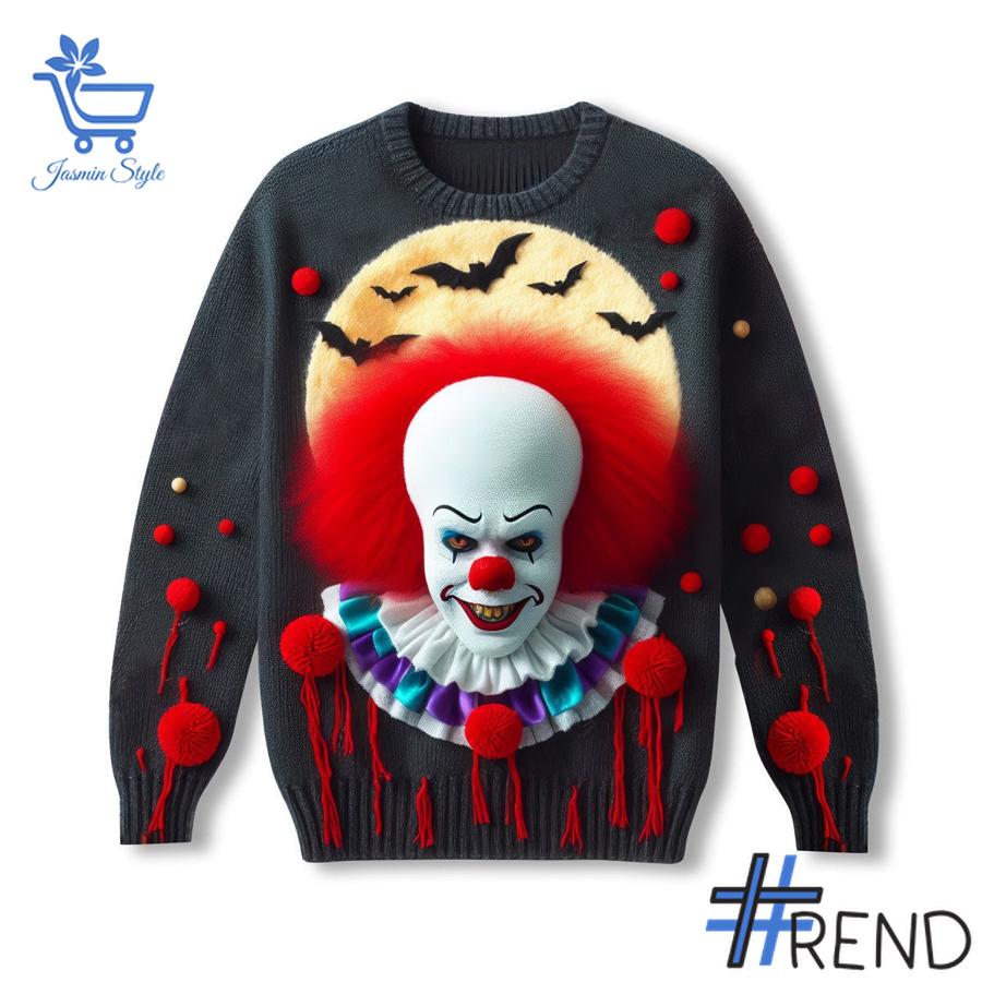 Sleek 1 Pennywise IT Christmas Sweater that complements both casual and streetwear styles.