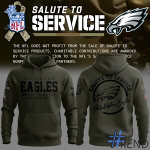 A timeless essential that elevates every outfit: 3 Philadelphia Eagles Salute to Service Hoodie.