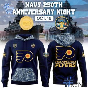 High-quality 1 Philadelphia Flyers Navy 250th Anniversary Night Hoodie that brings your outfit to life.