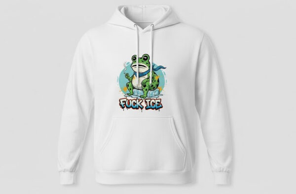 The latest design trend captured perfectly in Portland Frog FUCK ICE Shirt.