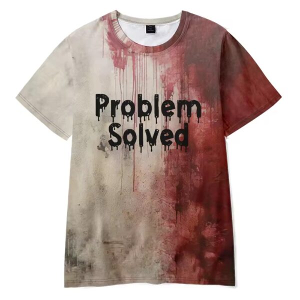 Fresh seasonal style featuring Problem Solved Blood T Shirt.