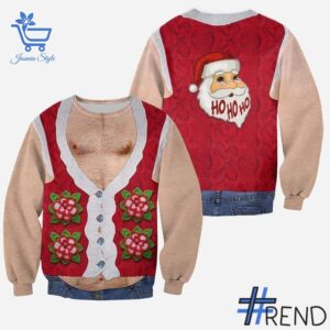 Express your true style with Real Men Hairy Santa Christmas Shirt Hoodie.