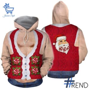 Express your true style with Real Men Hairy Santa Christmas Shirt Hoodie.