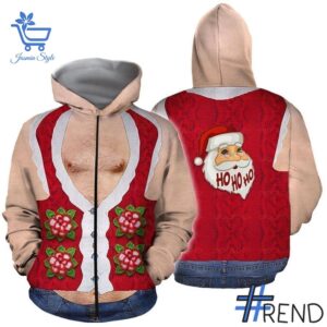 Express your true style with Real Men Hairy Santa Christmas Shirt Hoodie.