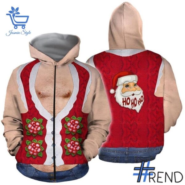 Express your true style with Real Men Hairy Santa Christmas Shirt Hoodie.