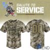 Fresh seasonal style featuring Rocket City Trash Panda Salute to Service Jersey.