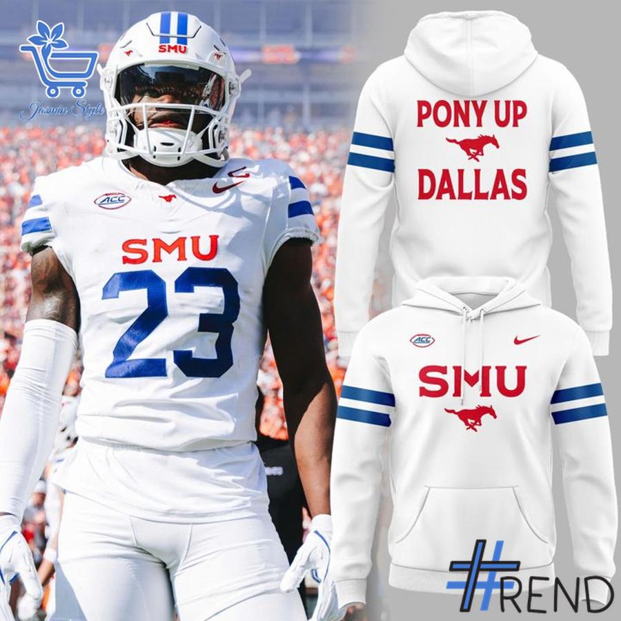 Eye-catching 1 SMU Mustangs Football White Out Hoodie designed to upgrade your everyday outfit.