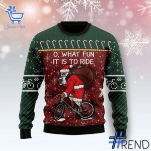 Express your true style with Santa Cycling What Fun It Is To Ride Christmas Sweater.
