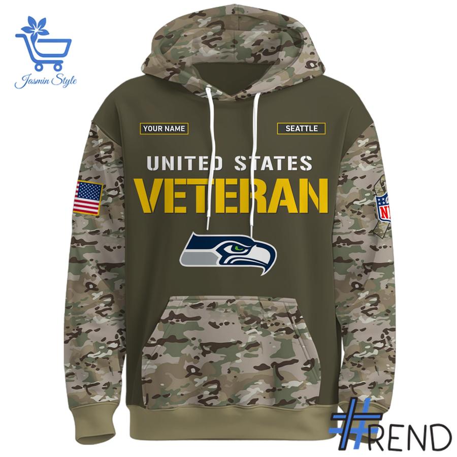 A timeless essential that elevates every outfit: 2 Seattle Seahawks US Veteran 2025 camo Hoodie.