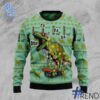Express your true style with Skateboard Dinosaur Christmas Sweater.