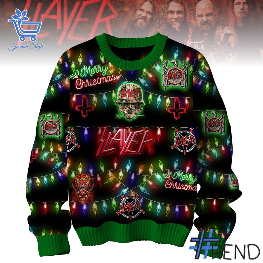 Sleek 1 Slayer Merry Christmas Sweater that complements both casual and streetwear styles.