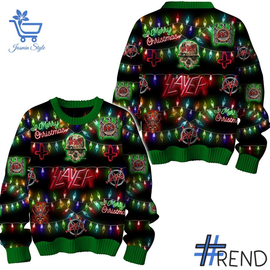 Sleek 2 Slayer Merry Christmas Sweater that complements both casual and streetwear styles.