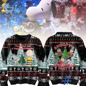 Sleek 1 Snoopy Peanuts Christmas Party Sweater that complements both casual and streetwear styles.