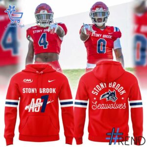 Sleek 1 Stony Brook Seawolves football Red Out Uniform Hoodie with bold design accents and flawless fit.