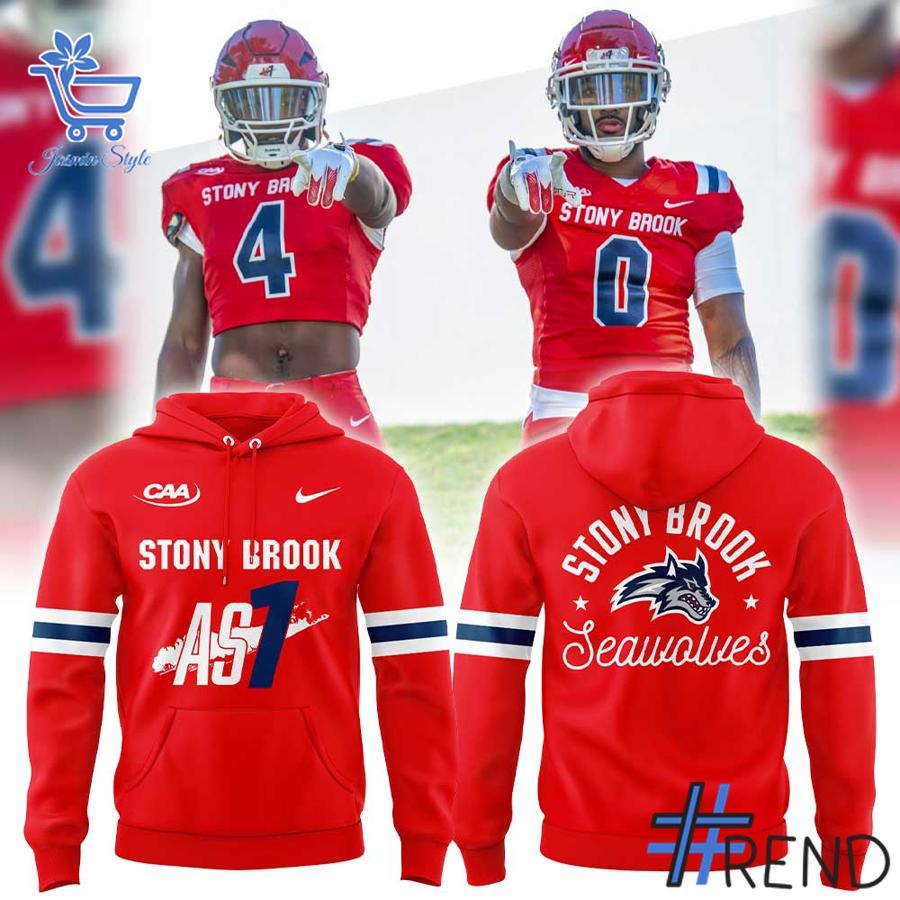 Sleek 1 Stony Brook Seawolves football Red Out Uniform Hoodie with bold design accents and flawless fit.