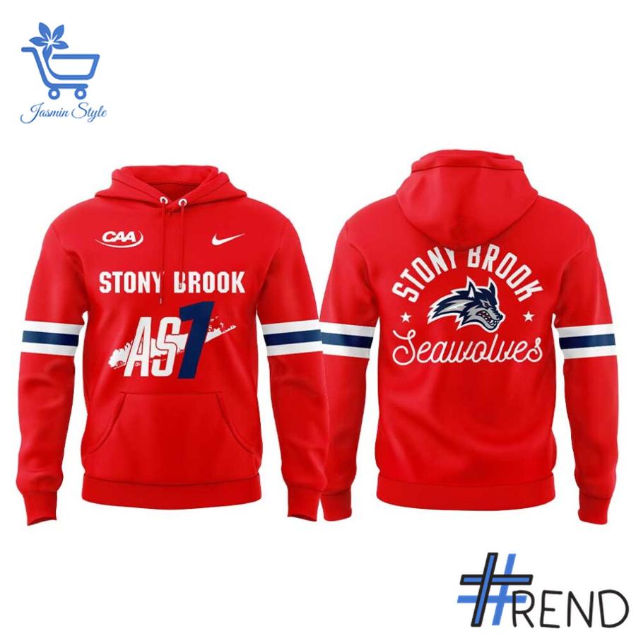 Sleek 2 Stony Brook Seawolves football Red Out Uniform Hoodie with bold design accents and flawless fit.