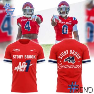 Sleek 3 Stony Brook Seawolves football Red Out Uniform Hoodie with bold design accents and flawless fit.