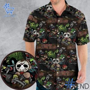 Premium quality and sleek design of Super Horror Characters Movies Kart Halloween Hawaiian Shirt.