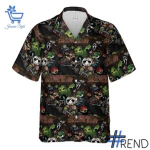 Premium quality and sleek design of Super Horror Characters Movies Kart Halloween Hawaiian Shirt.
