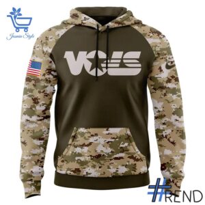 Sleek 2 Tennessee Volunteers Football 2025 Salute To Service Hoodie that complements both casual and streetwear styles.