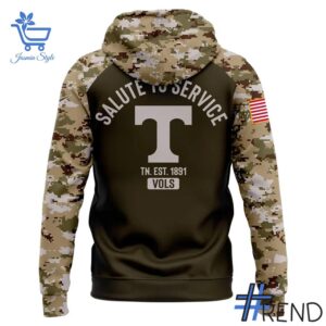 Sleek 3 Tennessee Volunteers Football 2025 Salute To Service Hoodie that complements both casual and streetwear styles.