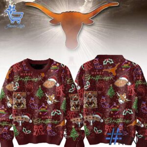 Sleek 1 Texas Longhorns Merry Christmas Sweater that complements both casual and streetwear styles.