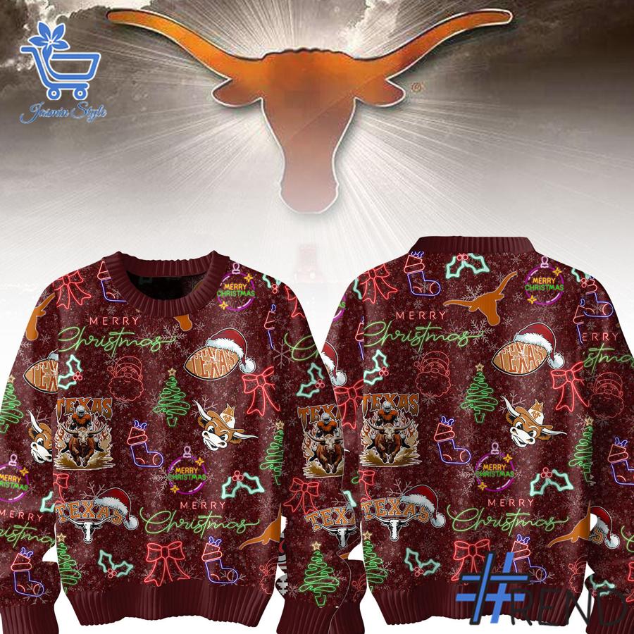 Sleek 1 Texas Longhorns Merry Christmas Sweater that complements both casual and streetwear styles.