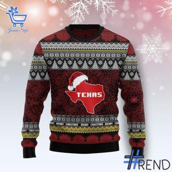 Express your true style with Texas Mandala Santa Hat Ugly Christmas Sweater.