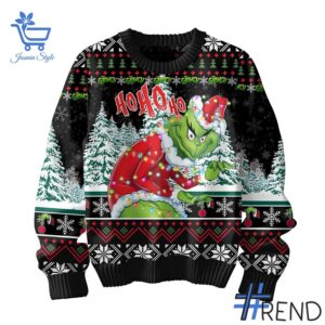The Grinch Ho Ho Ho Christmas Sweater brings a fresh edge to your everyday outfit.